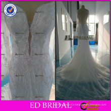 ED Elegant Sweetheart Design Beaded Sheath Long Sleeve Tulle Court Train Wedding Dresses 2017